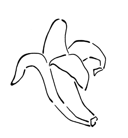 Banana With Peel Open Coloring Page